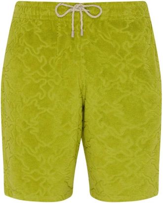 Vilebrequin Terry Bermuda Shorts Turtles Net Jacquard - Heren - Korte Broeken - Groen - 2XL - Katoen - Korte Broeken