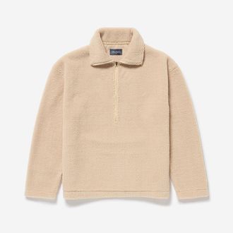 Oliver Sweeney Mens Heavy Weight Half Zip Fleece - Beige - Size X-Large