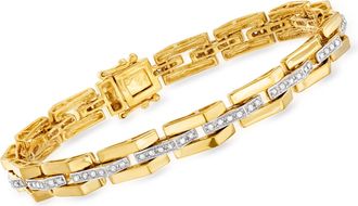 Ross-Simons Diamond Bar Link Bracelet in 18kt Gold Over Sterling