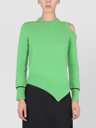 Alexander McQueen ribbed off-shoulder wool knitted top