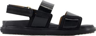 Marni Fussbett Sandalen - Dames - Sandalen - Zwart - 38 EU - Leer - Schoenen