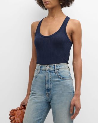 A.L.C. Iris Striped Scoop-Neck Tank Top