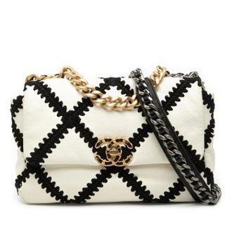 Chanel Pre-owned 19 Flap Bag - Dames - Pre-owned - Wit - Maat: ONE Size Leer