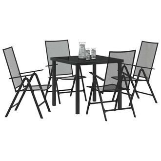 Berkfield Home Chic 5-Piece Garden Dining Set in Anthracite Steel in Dark Grey