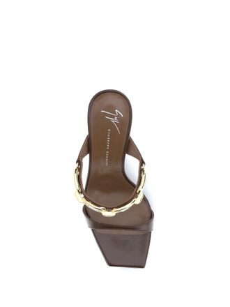 Giuseppe Zanotti Womens Leather Mules Hot Brown Calf Sandal