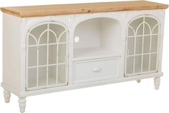 Wanderlust Deco Aparador De Madera Blanco De 2 Puertas Y 1 Cajon 150x36x80h Cm