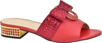 Generic Womens Low Heels Slip On Sandals and Handbag Matching Set Rhinestone Bow Decorated for Wedding Bride Party