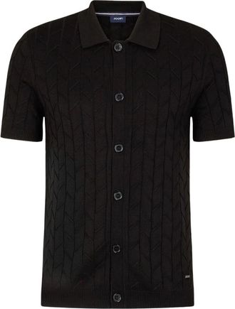 Joop Truien & Vesten, Heren, Zwart, XL, Polo shirt met gebreid patroon