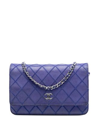 Chanel Borsa a tracolla Fancy CC in pelle di vitello trapuntata con catena 2014 - Blu