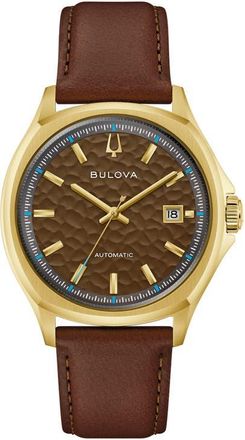 Bulova Tony Bennett NYC Automatic Leather Strap Watch, 39mm in Brown at Nordstrom