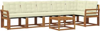 vidaXL Conjunto De Sof&aacute;s De Exterior 7 Uds. Natural Y Crema Vidaxl