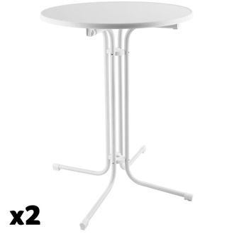 TecTake 2 mesas altas redondas, plegables, con funda, 90 x 110 cm, blanco