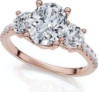 Pompeii3 1.60Ct Oval Diamond Engagement Ring 14k Gold Lab Grown With Side Stones