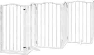 vidaXL Puerta Para Perros Plegable 3 Paneles Madera &Aacute;lamo Blanca 300cm Vidaxl