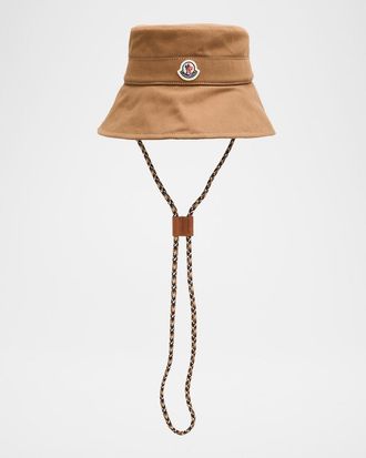 Moncler Cotton Gabardine Logo Bucket Hat