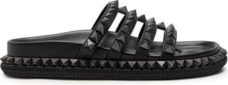Christian Louboutin Pyra Hallulila Stud-embellished Leather Sliders - Black - 40 (IT40 / UK7)