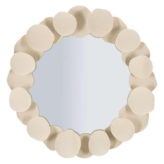 Dmora Espejo Dakate, Marco Efecto Piedra, Forma Redonda, Tipo De Pared, 85x85h Cm Beige