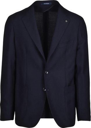 Tagliatore Midnight Blue Rounded Virgin Wool-Cashmere Blazer