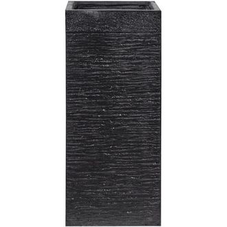 Beliani Maceta Alta De Arcilla Para Jard&iacute;n 26 X 26 X 60 Cm Negra Resistente A Los Rayos Uv Dion