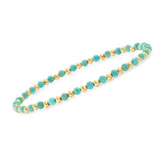 Canaria Canaria 3mm Turquoise and 10kt Yellow Gold Bead Stretch Bracelet
