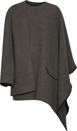 Uma Wang UMA Wang - Asymmetrische wikkelcape - Dames - Jassen - Grijs - Maat: M Wol