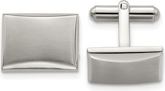 Diamond2Deal Stainless Steel Brushed and Polished Rectangle Cufflinks