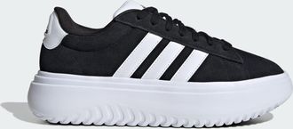 adidas Womens Grand Court Platform Shoes - Black/White Leather - Size UK 7.5