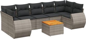 vidaXL Vidaxl - Set De Sof&aacute;s De Jard&iacute;n 8 Pzas Y Cojines Rat&aacute;n Sint&eacute;tico Gris