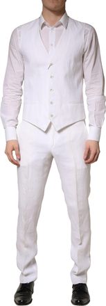 Dolce & Gabbana White Sartoria Linen 2 Piece Men Formal Suit