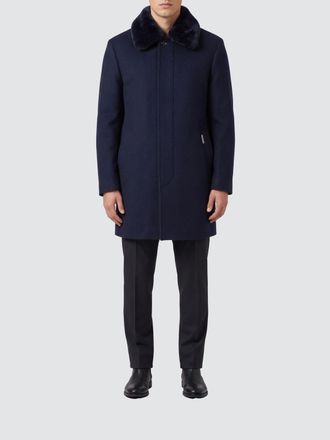 Moorer Single-Breasted Knee-Length Coat in Wool and Cashmere with Fur Collar