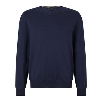 HUGO BOSS Truien & Vesten, Heren, Blauw, L, V-neck Truien