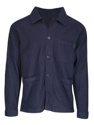 AG - Adriano Goldschmied multiple-pocket button-front overshirt - men - Cotton/Polyester/Lyocell/Elastane - L - Blue