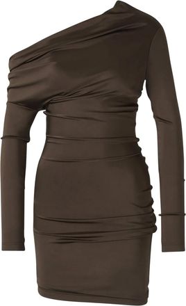 Alexander McQueen Abito corto asimmetrico - Marrone