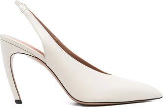 The Attico 100 mm Viper slingback pumps - Beige