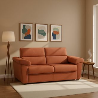Dmora Sof&aacute; Cama 2 Plazas Seui, Desenfundable, Con Almacenaje Hecho En Italia, Abatible, 185x95 Cm Naranja