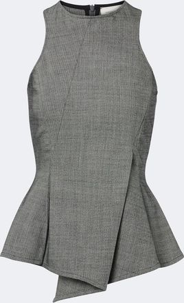 Magda Butrym Herringbone pleated peplum wool-blend top