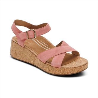 Aetrex Womens Flora Adjustable Quarter Strap Wedge In Antique Rose