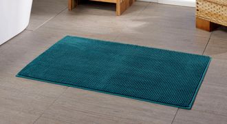Gözze Badematte »Chenille« Höhe 15 mm rutschhemmend beschichtet fussbodenheizungsgeeignet Badteppich, Uni Farben, besonders weich durch Microfaser, waschbar