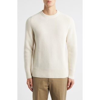 Merz b. Schwanen Wool & Cashmere Rib Crewneck Sweater in Nature at Nordstrom Rack, Size X-Large