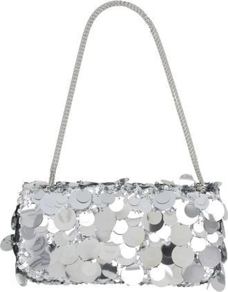 Paco Rabanne Tassen, Dames, Grijs, ONE Size, Pailletten, Schoudertas met Zilveren Pailletten