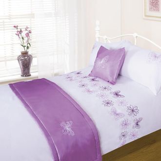 TJ Hughes Butterfly Flower Complete Bedding Set - Lilac (Bed in a bag) - Single - TJ Hughes Purple