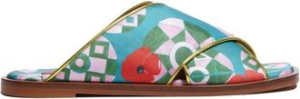 La DoubleJ Criss-Cross Sandalen - Dames - Sandalen - Groen - 38 EU - Leer - Schoenen