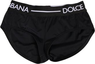 Dolce & Gabbana Womens Black Nylon Logo Waistband Shorts Underwear Elastane
