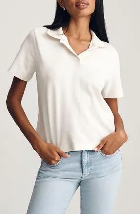 Mavi Boxy Crop Polo T-Shirt in Coconut Milk at Nordstrom, Size Medium
