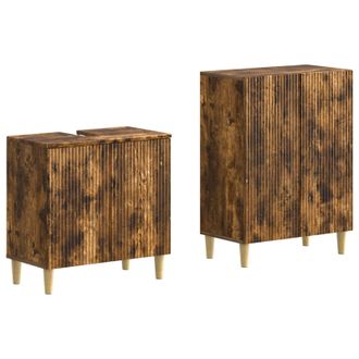 vidaXL Set Di Armadi Da Bagno Da 2 Pezzi Arnhem Rovere Fumo Vidaxl