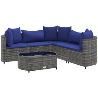 vidaXL Vidaxl - Set De Muebles De Jard&iacute;n 6 Pzas Y Cojines Rat&aacute;n Sint&eacute;tico Gris