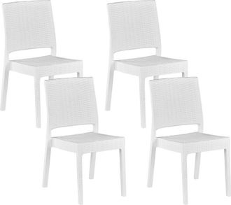 Beliani Beliani - Set of 4 Garden Dining Chairs Outdoor Stackable White Fossano
