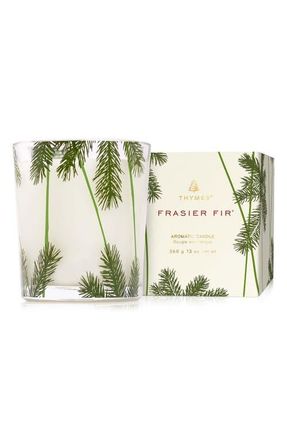 Thymes Frasier Fir Pine Needle Poured Candle in Green/clear at Nordstrom