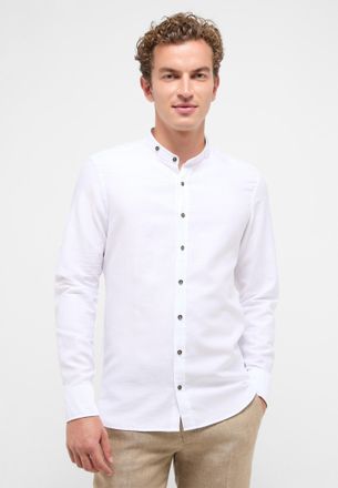 Eterna Langarmhemd ETERNA SLIM FIT, Herren, Gr. 42, Normalgr&ouml;ssen, weiss (wei&szlig;), Twill, 59% Baumwolle, 41% Leinen, schmal, Manschette, Hemden Langarmhemd, EA
