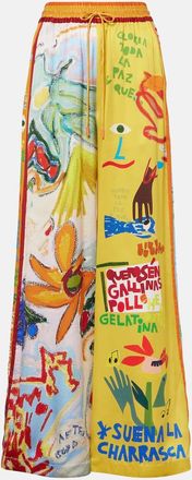 Alemais Al&eacute;mais La Charrasca printed silk satin wide-leg pants